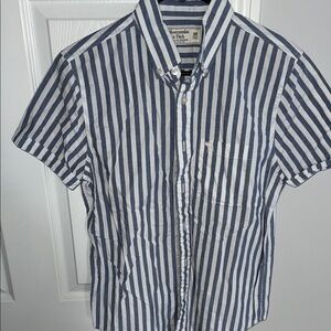 Abercrombie & Fitch Blue and White Striped Shirt